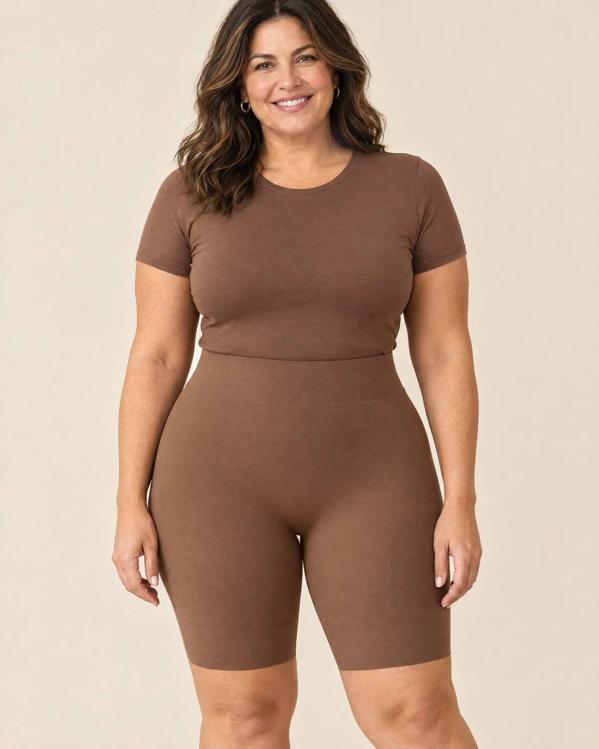 Slip short in brown, front view